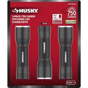 lot 3783 image: Husky 3 Pack LED Aluminum Focusing Flashlight