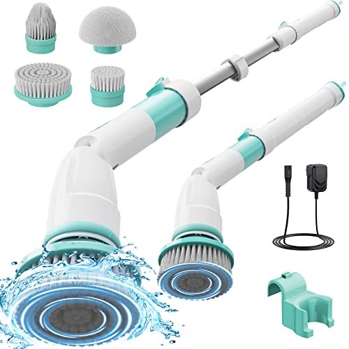 Electric Spin Scrubber Long Handle Cleaning Brush 2 Rotating