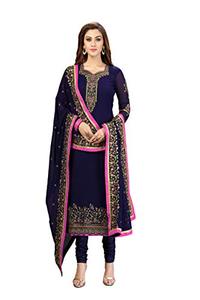 lot 18940 image: Nivah Fashion Womens Georgette Embroidery Salwar Suit (US.G44-Blue-L)