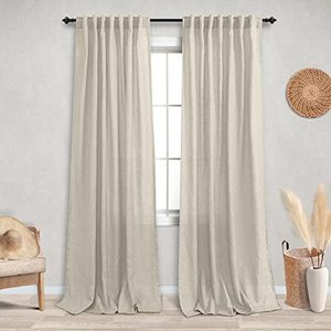 lot 18942 image: KOUFALL Linen Back Tab Rod Pocket Linen Sheer Curtain Panel for Bedroom 52 by 96 Inches Long