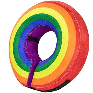 lot 18947 image: BENCMATE Protective Inflatable Collar for Dogs and Cats - Soft Pet Recovery Collar Does Not Block Vision E-Collar (Large, Rainbow)