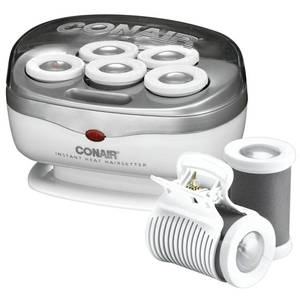 lot 18951 image: Conair Travel Size Jumbo Ceramic Hot Hair Rollers 5 Piece Set White TS7N