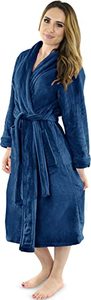 lot 18953 image: NY Threads Womens Fleece Bathrobe - Shawl Collar Soft Plush Spa Robe (Small, Navy)