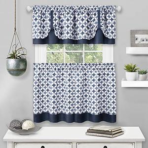 lot 18957 image: Achim Home Furnishings Callie Tier Pair and Valance Set - 58 x 3652 x 14 - Navy