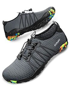 lot 18964 image: SIMARI Water Shoes for Women Men Swim Pool Beach Athletic Quick Dry Barefoot Diving Surfing Running Kayaking 207 Gray, Size 12