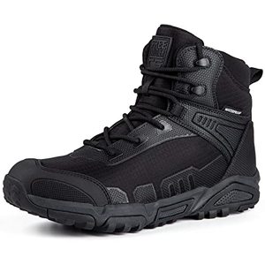 lot 18977 image: FREE SOLDIER Mens Waterproof Hiking Boots Lightweight Work Boots Military Tactical Boots Durable Combat Boots(Black, US 10 Wide)