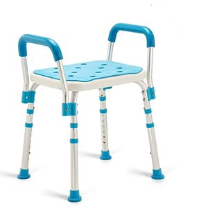 lot 18978 image: Health Line Massage Products Shower Chair Bath Seat for Seniors, Shower Stool with Removable Arms for Handicap, Disabled & Elderly - Adjustable Shower Bench for Tubs