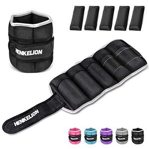 lot 19014 image: Henkelion 1 Pair 4 Lbs Adjustable Ankle Weights For Women Men Kids, Strength Training Wrist Weights Ankle Weights Set For Gym, Fitness Workout, Running, Lifting Exercise Leg Weights - each 2 Lbs Black