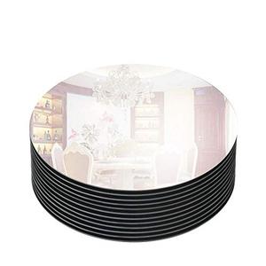 lot 19022 image: Murrey Home 12 Round Mirror Trays with Beveled Edge, Circle Mirror Candle Plates for Table Centerpiece Set of 12, 3mm