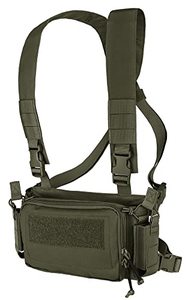 lot 19029 image: KRYDEX Tactical Chest Rig with Triple 5.567.62 Mag Pouch Insert 9mm Mag Pouches and X Harness (Ranger Green)