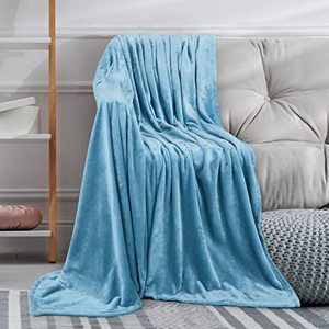 lot 19030 image: Utopia Bedding Fleece Blanket Throw Size Washed Blue Lightweight Fuzzy Soft Anti-Static Microfiber Bed Blanket (60x50 Inches)