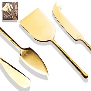 lot 19039 image: LINZOM Gold Cheese Knives, Gold Cheese Knife Set for Charcuterie Board, Hand Forged Gold