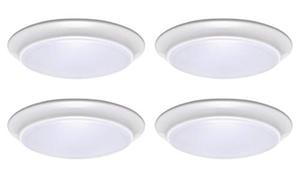 lot 19041 image: LIT-PaTH LED Flush Mount Ceiling Lighting Fixture, Dimmable 7 Inch 11.5W 900 Lumen, Aluminum Housing Plus PC Cover, ETL Qualified, 3000K, 4-Pack