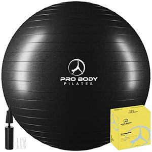 lot 19043 image: ProBody Pilates Ball Exercise Ball Yoga Ball, Multiple Sizes Stability Ball Chair, Gym Grade Birthing Ball for Pregnancy, Fitness, Balance, Workout at Home, Office and Physical Therapy (Black, 45 cm)