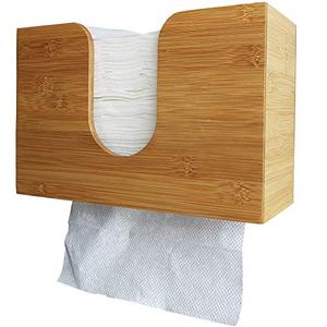 lot 19048 image: Sooyee Paper Towel Dispenser Wall Mount,Bamboo Trifold Paper Towel Dispenser Countertop,Paper Towel Holder for Bathroom,Kitchen, Office,Toilet