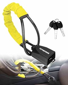 lot 19057 image: Tevlaphee Steering Wheel Lock Seat Belt Lock Universal Anti Theft Car Device Car Lock Car Theft Prevention with 3 Keys for Car Security Fit Most Vehicles Truck SUV Van(Yellow)