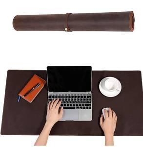 lot 19059 image: Genuine Leather Large Desk Pad Protector, 36 x 17 Office Desk Mat, Mouse Pad, Non-Slip Leather Desk Blotter, Laptop Desk Pad, Waterproof Desk Writing Pad for Office and Home -Dark Brown