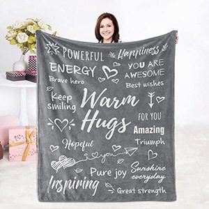 lot 19062 image: ZHSHWAT Inspiring Gifts for Women, Get Well Soon Gifts for Men Women, Sympathy Gift Warm Hugs Throw Blankets for Mom Dad Friend Colleague (Grey)