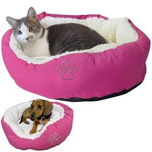 lot 19076 image: Evelots Pet Bed for Small DogsCats, Removeable Machine Washable Sherpa InsertFleece LiningNon-Slip Bottom-Assorted Colors