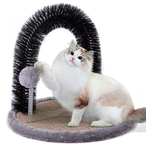lot 19081 image: Cooenia Sisal Cat Scratcher, Cat Arch Self Groomer Massager with Cat Hair Brush and Kitty Ball Toy, Cat Scratch Pad for Kittens and Indoor Cats - Reversible Design