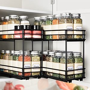 lot 19089 image: Kitsure Spice Rack Organizer for Cabinet - 2 Packs, Easy-to-Install Pull Out Spice Cabinet Organizers, 4.33Wx10.23Dx8.54H Slide Out Spice Racks