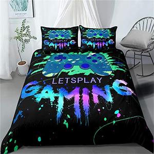 lot 19091 image: AY-FSshine Gaming Bedding Sets Gamer Room Decor Gamer Comforter Cover for Boys Girls Kids Teens Video Games 2 Piece Twin Size Bed Set-Includes 1 Duvet Cover & 1 Pillowcases(No Comforter)