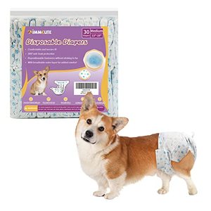lot 19113 image: IMMCUTE Female Dog Diapers 30 Count,Super Absorbent Disposable Dog Diapers Female with Flash Dry & Leakproof, Doggie Diapers for Heat Cycle,Excitable Urination (SmallMedium)