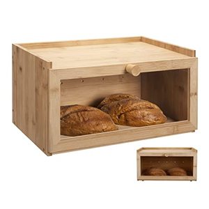 lot 19114 image: SHINGYU Bread Container Bamboo Bread Box Bread Storage Container for Kitchen Countertop Large Capacity Bread Holder Bread Keeper