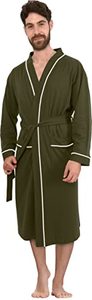 lot 19128 image: NY Threads Luxurious Mens Knit Robe Cotton Blend Bathrobe (X-Large, Dusty Olive)