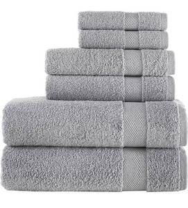 lot 19129 image: ceoberry %100 Cotton 6 Piece Bath Towels Set - Turkish Bath Towels - Luxury Bath Towels (Light Grey)
