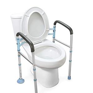 lot 19136 image: OasisSpace Stand Alone Toilet Safety Rail - Heavy Duty Medical Toilet Safety Frame for Elderly, Handicap and Disabled - Adjustable Bathroom Toilet Handrails, Width Adjustable Design, Fit Any Toilet