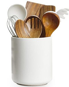 lot 19142 image: Getstar Utensil Holder, Large Kitchen Utensil Holder for Kitchen CounterCeramic Cooking Utensil Holder with Cork Mat