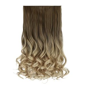 lot 29324 image: REECHO 20 1-pack 34 Ombre Full Head Curly Wave Clips in on Synthetic Hair Extensions Hair pieces for Women 5 Clips 4.5 Oz Per Piece - Ombre Light Brown to Dirty Blonde