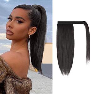 lot 29327 image: FESHFEN Straight Ponytail Extensions 12 inch Pony Tails Natural Long Ponytails Wrap Around Clip in Hair Piece Synthetic Hairpieces for Women Girls