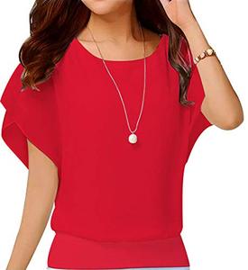 lot 29331 image: VIISHOW Womens Pure Blouse Short Sleeve Casual Tee Shirts Tunic Tops Bright red X-Large