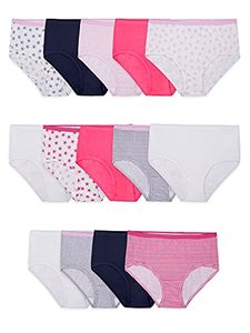 lot 29336 image: Fruit of the Loom Girls Big Cotton Brief Underwear, 14 Pack-Fashion Assorted, 14
