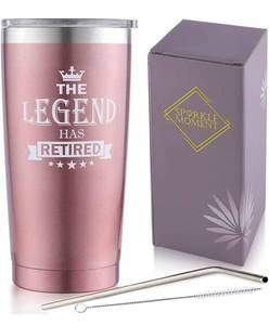 lot 29345 image: The Legend Has Retired - Retirement Gift 20 oz Stainless Steel Travel TumblerMugGlassCup (Rose Gold)