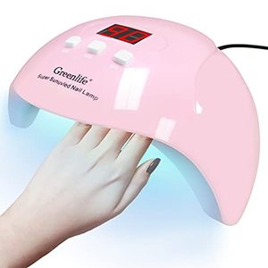 lot 29349 image: GreenLife UV LED Nail Lamp, 54W 18pcs UV LED Nail Light Portable Nail Lamp Professional Fast Curing Nail Dryer for Acrylic Nails Gel Polish Travel Home School Office use Auto-Sensor -Pink