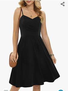 lot 29354 image: Spaghetti Strap Dresses for Women Midi Summer Ruched Flowy Casual Sundresses for Women Medium