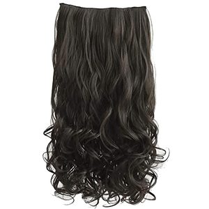lot 29377 image: REECHO 16 1-Pack 34 Full Head Curly Wavy Clips in on Synthetic Hair Extensions Hairpieces for Women 5 Clips 3.9 Oz per Piece - Black Brown
