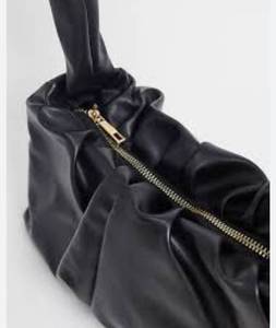 lot 29383 image: Black Extreme Ruched Handle Shoulder Bag