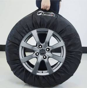 lot 29385 image: FLR 4 Pcs Tire Cover 66cm26in Diameter Foldable Spare Tire Covers with 4 PCS Wheel Felts Protection Covers Tire Storage Bags Wheel Cover for Car SUV Off Road Truck