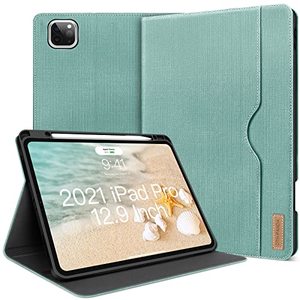 lot 29386 image: DTH-PANDA iPad Pro 12.9 Case for 6th5th4th3rd Generation Case 2022 2021 2020 2018 PU Leather with Pen Holder, Folio Stand with Soft TPU Back,Auto SleepWake Function (Ash Brown) (Mint Green)