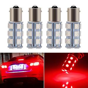 lot 29390 image: EverBright 1156 BA15S Led Turn Signal Light Bulb 1141 1073 7506 Base LED Replacement for RV Camper SUV MPV Car Reverse Backup Corner light 18SMD 5050Chips DC-12V,Red, Pack of 4