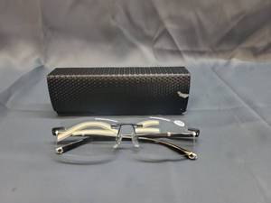 lot 29399 image: Rimless Reading Glasses 3.50 Mens Womens Black Frame Readers Spectacles