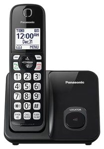 lot 35400 image: Panasonic Cordless Phone System, Expandable Home Phone with Call Blocking, Bilingual Caller ID and High-Contrast Display, 1 Handset - KX-TGD610B (Black)
