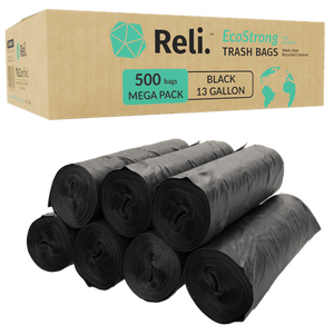 lot 35413 image: Reli. Eco-Friendly Trash Bags 13 Gallon (500 Count)(Black) - Made from Recycled Content