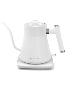 lot 35418 image: ECORELAX Gooseneck Electric Kettle, Pour Over Coffee and Tea Kettle, 100% Stainless Steel Inner with Leak Proof Design, 1200W Rapid Heating, Strix Boil-Dry Protection, 0.8L, Matte White