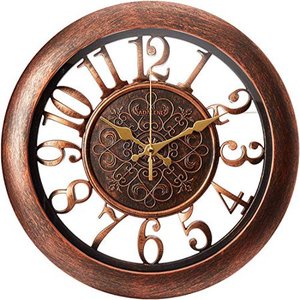 lot 35433 image: Adalene Wall Clocks Battery Operated Non Ticking - Completely Silent Quartz Movement - Vintage Rustic Clocks for Living Room Decor Kitchen Bedroom Bathroom - Modern Retro Wall Clock Large Decora