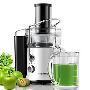 lot 35440 image: 650W 3 Speeds Juicer Machines Vegetable and Fruit, Healnitor Centrifugal Juice Extractor with Big Mouth 3Feed Chute, Easy to Clean, BPA-Free Compact Centrifugal Juice Maker, White
